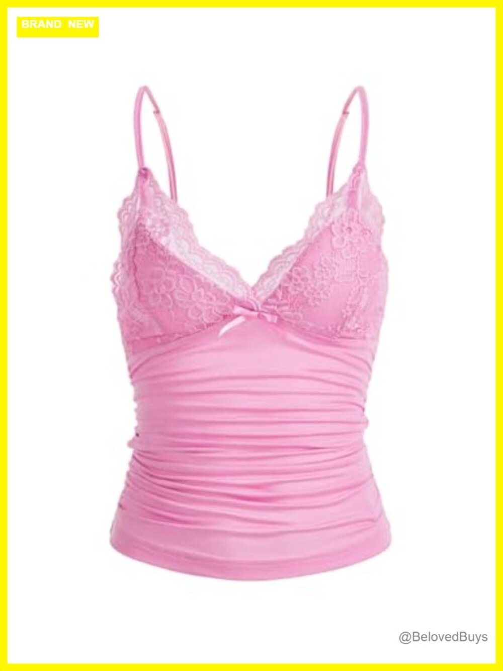 Lace Y2K Spaghetti Strap Tank Top Backless Ruched Camisole Babydoll